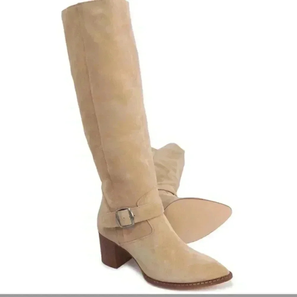 Free People Tan Suede Mid-Calf Boots - Picture 6 of 10